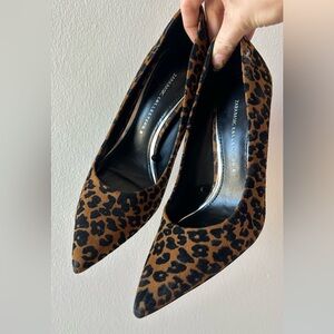 Zara Basic Leopard Print Pointed Toe Velvet Pumps 39